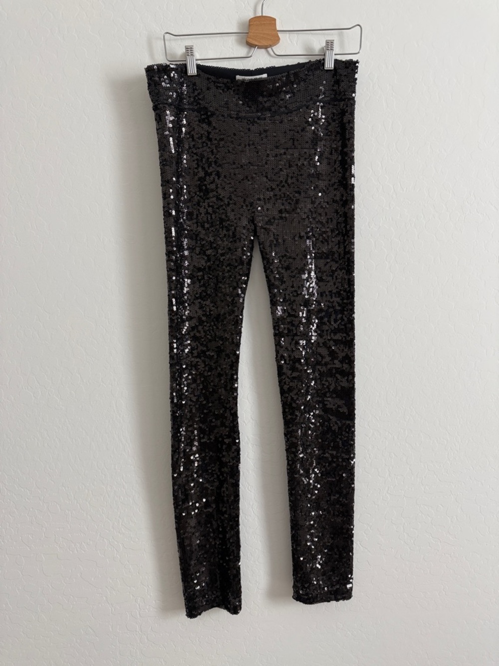 Alice + Olivia Black Sequin Leggings/pants Sz L - Picture 2 of 8